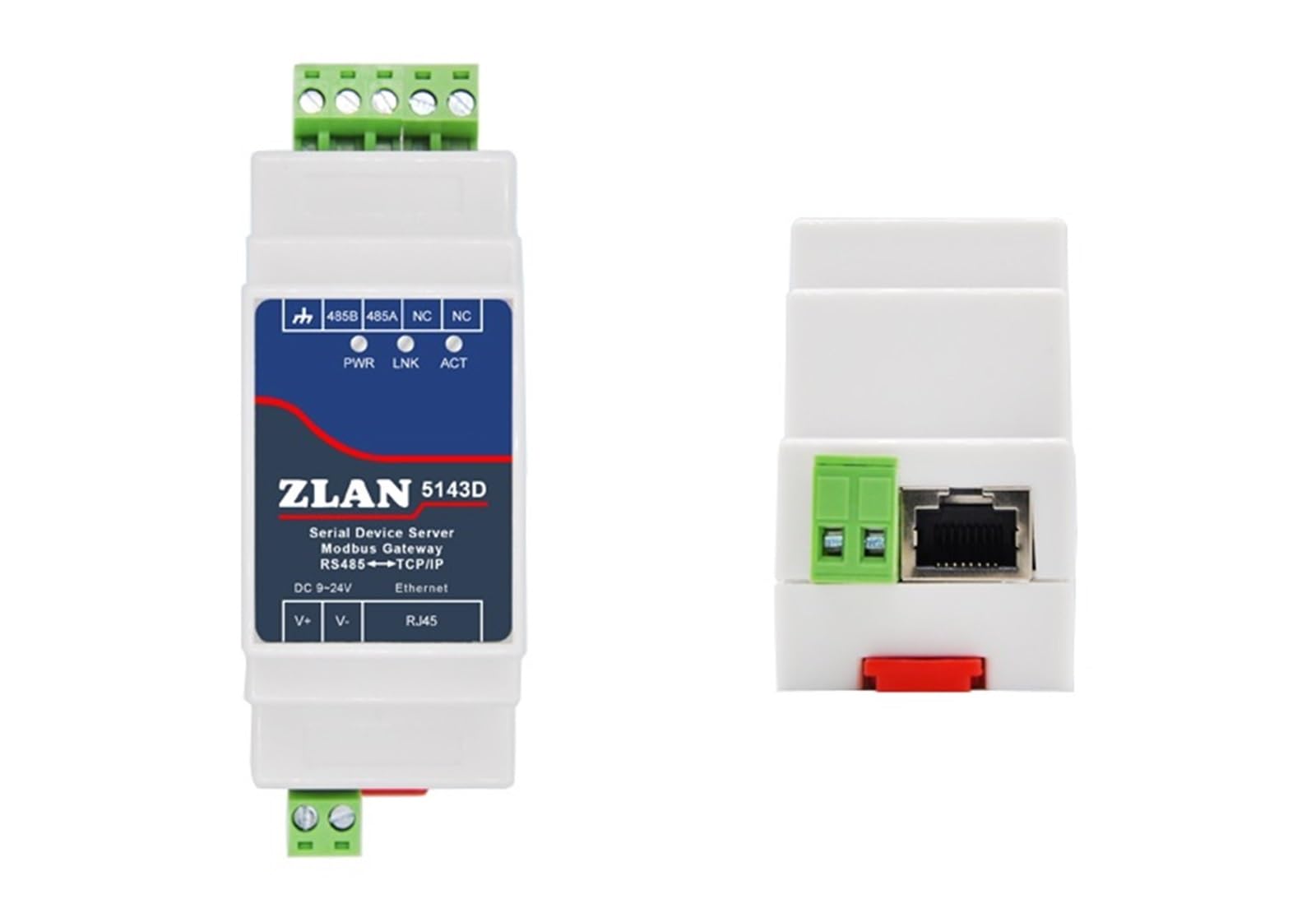 Convertisseur Ethernet série RS485 vers Ethernet IP 5143D for rail DIN avec adaptateur en option(No power adaptor)
