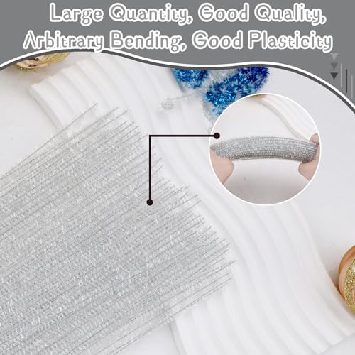 Image of Hssugi 100PCS Pipe Cleaners, Glitter White Chenille Stems Craft Supplies | Pipe Cleaners Craft Supplies, Pipe Cleaners Bulk Fuzzy Sticks for DIY Art and Craft Projects Home Decoration