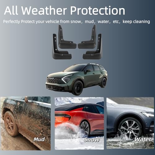Image of No Drill Mud Flaps Compatible with 2023-2026 Kia Sportage,OEM Style Textured Black Custom Fit All Weather Exterior Accessories(4PCS)