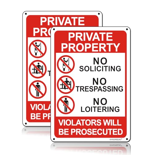 2 Pack Private Property No Trespassing No Soliciting Sign 7 x 10 Inch
