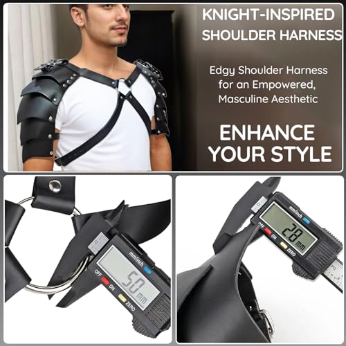 Men's Double Shoulder Harness Belt, Body Chest Harness for Men, Adjustable PU Leather Male Punk Chest Belt Muscle Show Fashion Costumes for Cosplay Party3