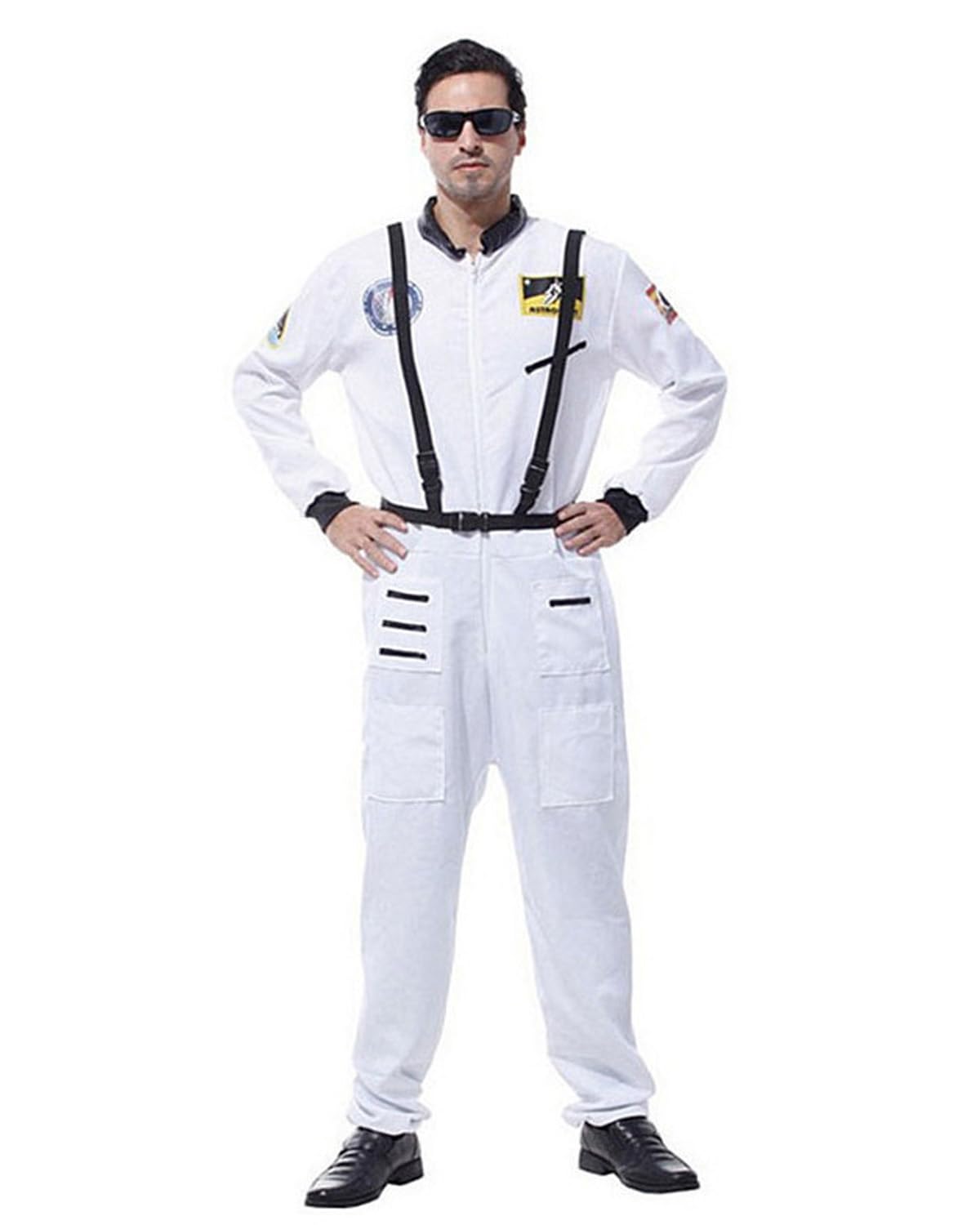 Koongso Disfraz de astronauta para adultos, hombres y mujeres, mono de uniforme espacial, overol de Halloween, juego de rol, fiesta, divertido disfraz