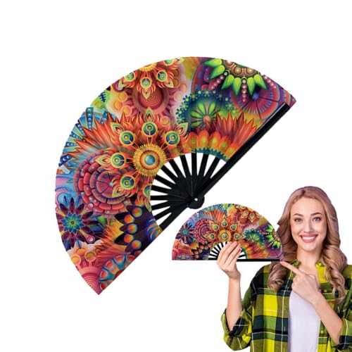 LearnLyrics Ventilador De Colorido, Punch De Cerda Para Baile, Ventilador Plegable Ventilador Portátil Accesorios Tradicionales Portátiles, Acciones De Baile Multifuncionales Para La Escena, Vida