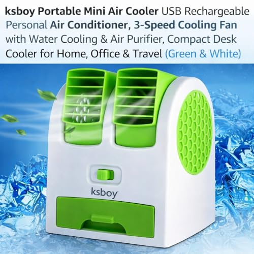 Image of Portable Mini Air Cooler, Multi-colored | USB Rechargeable, 3-Speed Cooling Fan, Water Cooling, Air Purifier