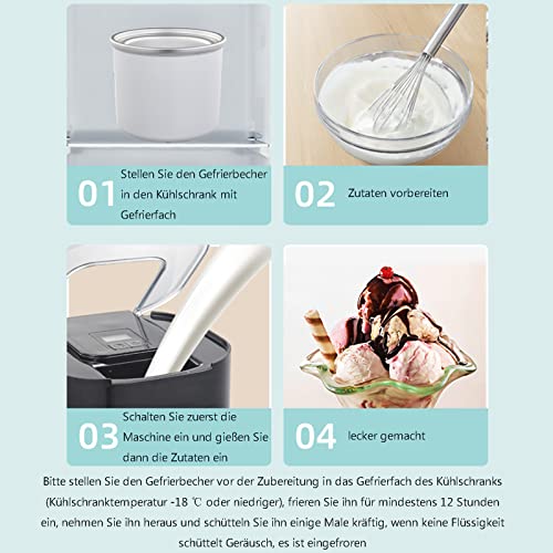MNCYGJ EIS Maschine Softeismaschine Für Zuhause 1.5L Automatischer Ice Cream Maker Yogurt Maschine DIY Sorbetmaschine, Frucht Speiseeismaschine – Bild 6