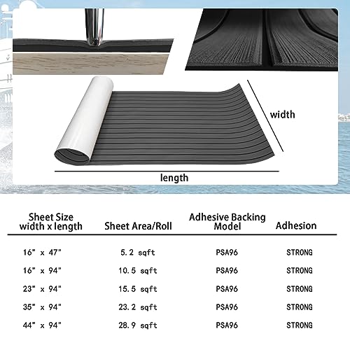 Image of KXKZREN Boat Flooring EVA Foam Decking Sheet Faux Teak Marine Mat Non-Slip Boat Carpet Self-Adhesive Flooring for Jon Boats Motorboat RV Yacht Kayak Swim Platform
