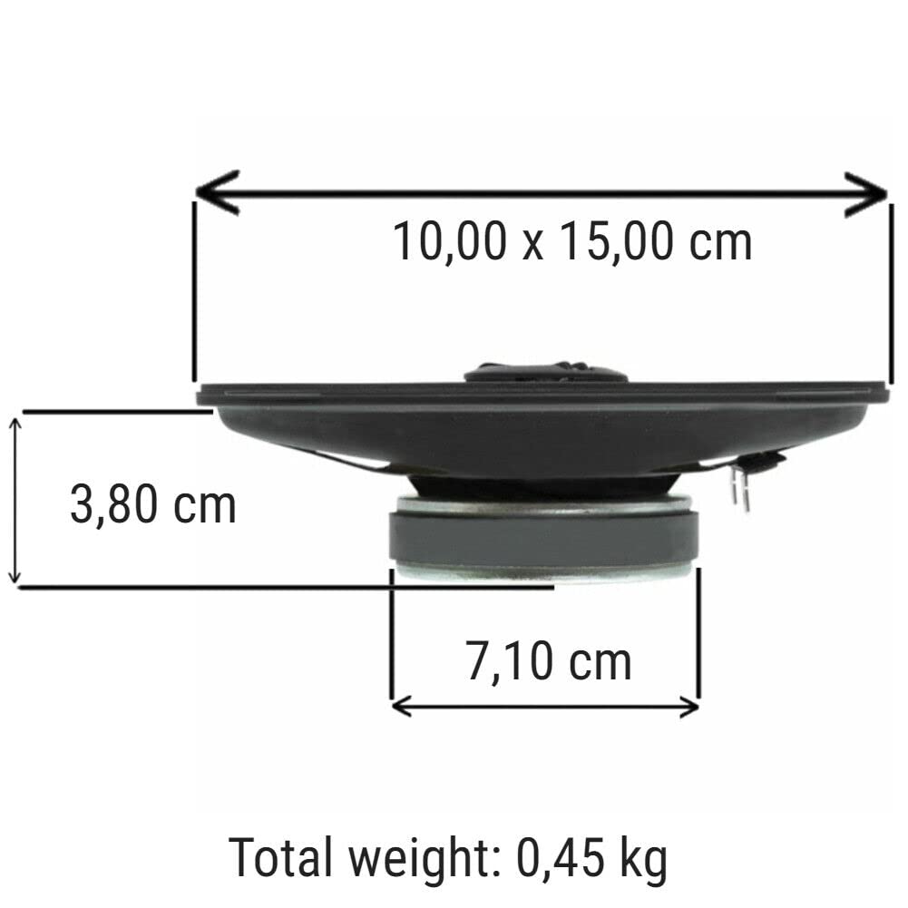 Kit Set para Alpine SXE-4625S 2 Altavoces coaxiales de 2 vías 4" x 6" 10 x 15 cm 100x150 mm 20 vatios rms y 150 vatios máx para Coche, por par + 5 Pegatinas + Tornillos de instalación incluidos