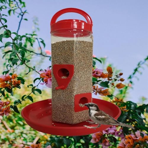 Image of Boltz Hanging Bird Feeder, 4 Feed Nozzle, Outdoor Hanging Bird Food Feeder, Bird Food Capacity Upto 1 Kg, Bird Feeder for Balcony, Ideal for All Kind and Stages Birds-(Orange)