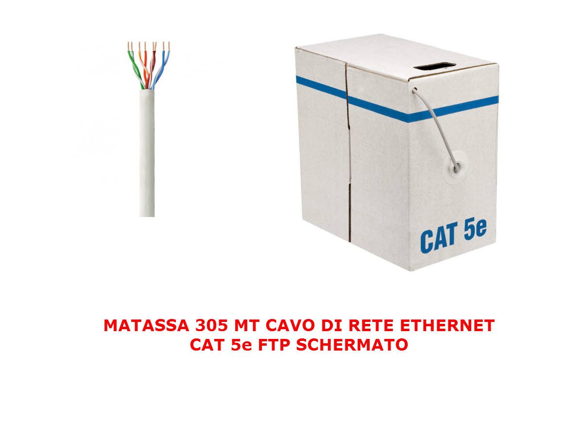 MATASSA 305 MT Metri Cavo di Rete FTP Cat 5E LAN ETHERNET 5 E Internet SCHERMATO Bobina Internet Router Access Point