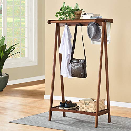 Perchero para colgar ropa de madera con estante inferior organizador MU 7