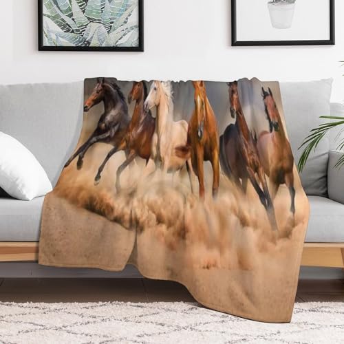 Couverture d&eacute;coration int&eacute;rieure flanelle douce motif cheval chic - 3