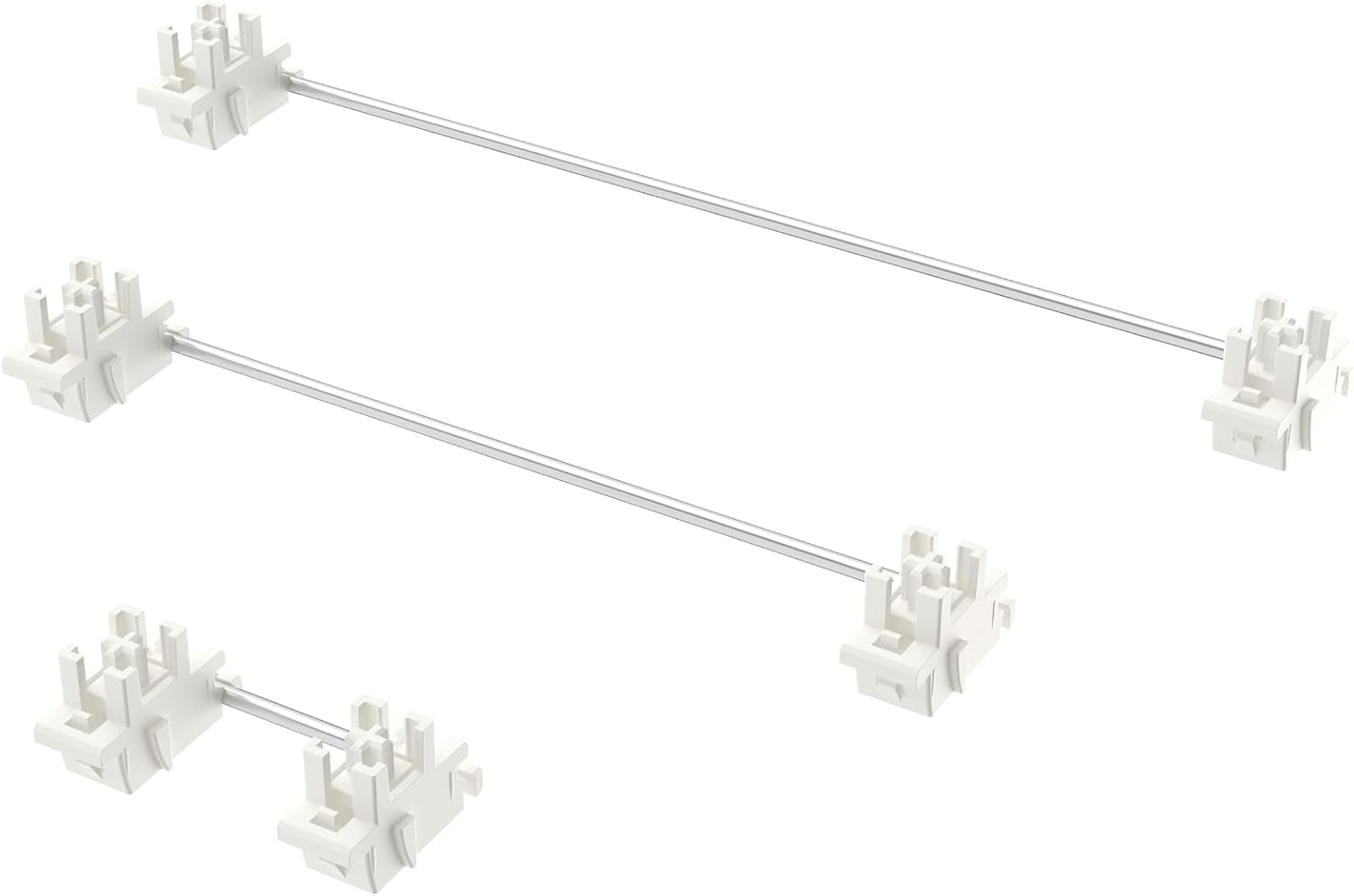 DUROCK Plate Mount Stabilizer V3, Innovative Pre-Clipped Stem for Minimum Wire Wobble 2U 6.25U 7U Keyboard Stabilizers (V3 Cream Silver 80% Kit)