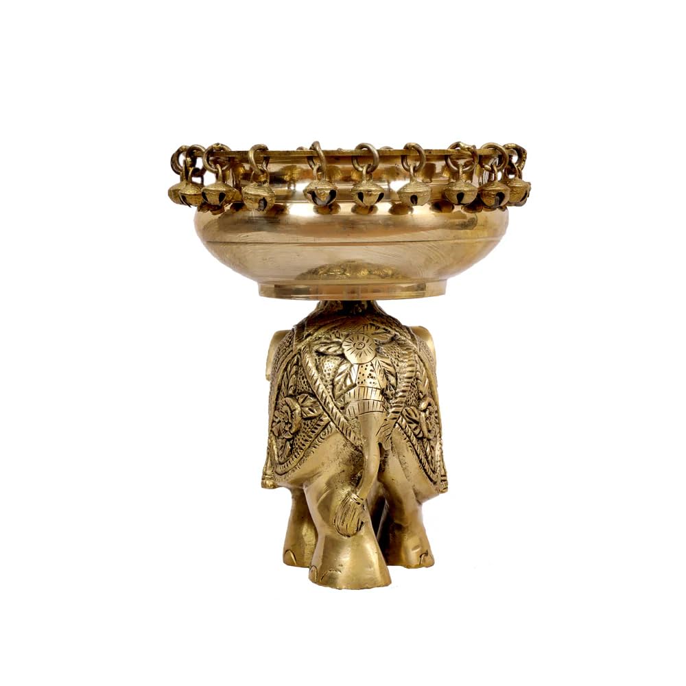 Urli-Schale aus Messing, Elefant, dekorative Urli-Schale für Blumen, handgefertigt, rund, schwimmend, Blumenkerzen, Schale für Zuhause, Büro, Wohnzimmer-Dekor
