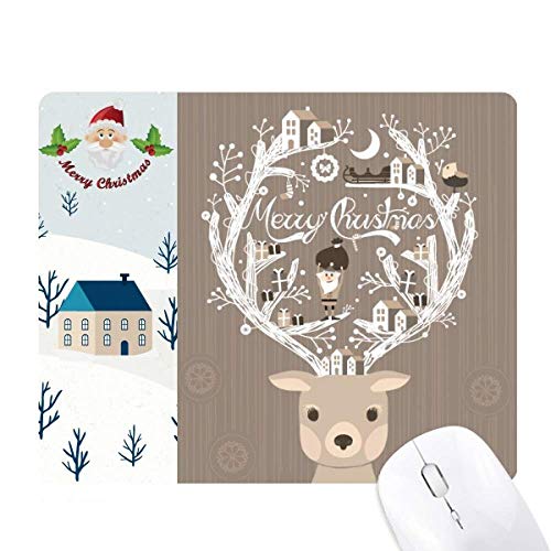 Tapis de souris de Noël avec cerf et Père Noël pour décoration de bureau festive