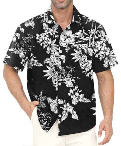 Hawaiian Shirt for Men with Pocket - Button Down Wrinkle-Resistant for Beach, Pool Parties (S-4XL)
