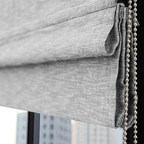 Roman Shades Window Blinds, Grey Sheer Window Shades, Fabric Custom Corded Roman Shades for Home, Window, French Door, Kitchen