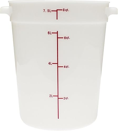 Miniatura 7 de Contenedor redondo de polipropileno blanco de 12 cuartos de galón, contenedor de almacenamiento de alimentos que ahorra espacio, contenedores de
