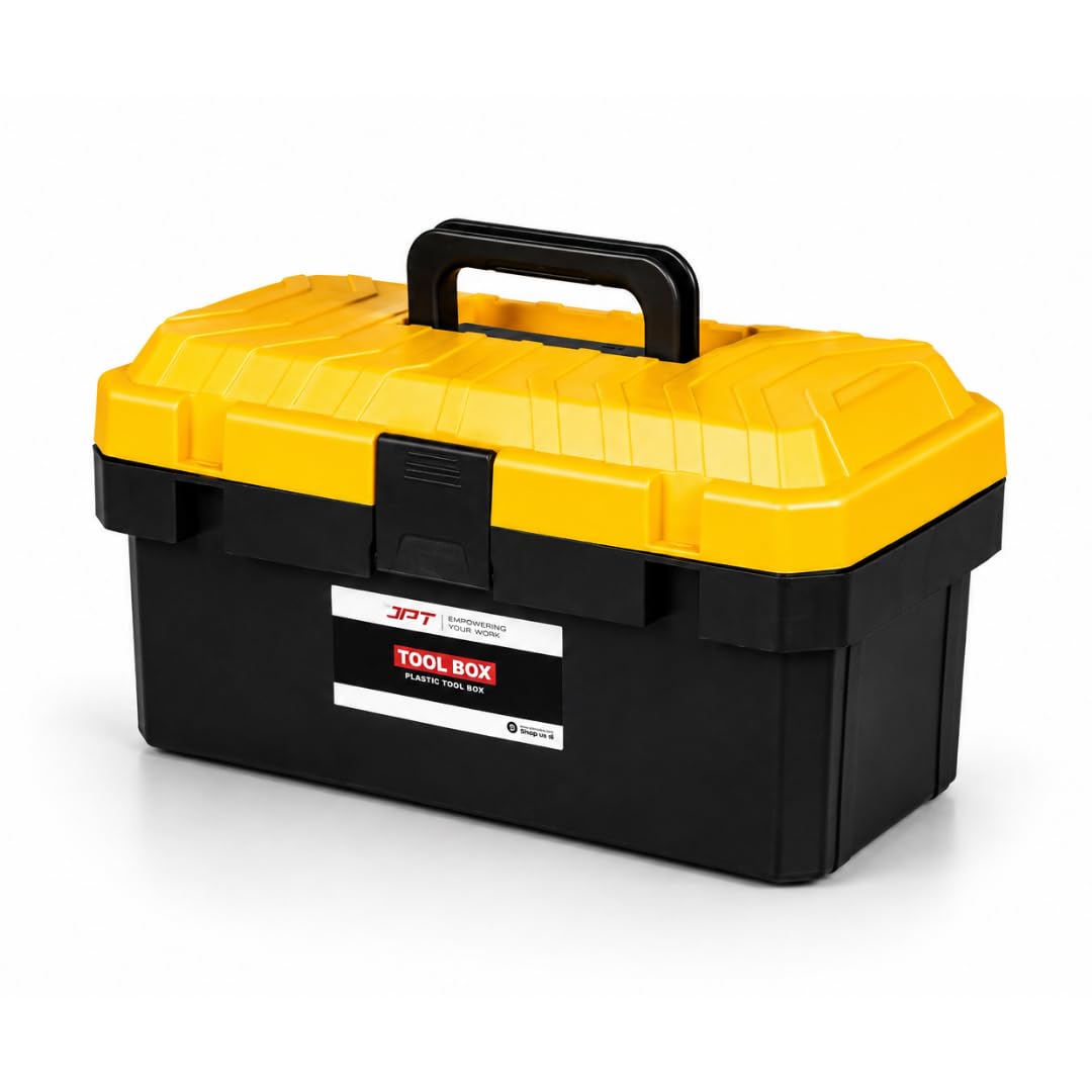 JPT 14-Inch Industrial-Grade Heavy-Duty Plastic Tool Box |One Removable Tray | Secure Tight Latch with Padlock Eye | Best for Electricians, Carpenters, Automobile Use(YELLOW)-image-49