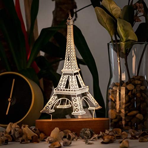 Paris Eyfel Kulesi 3 Boyutlu LED Masa Lambası - USB Bağlantılı Sarı Işık — Amazon ürün görseli