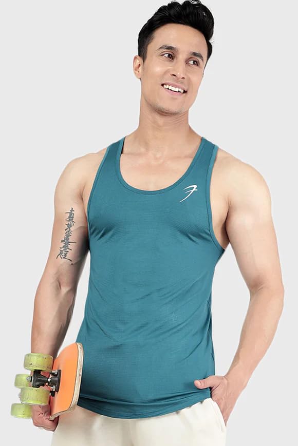 Image of FUAARK Surge Slim Fit Solid Gym Tank Tops for Men
