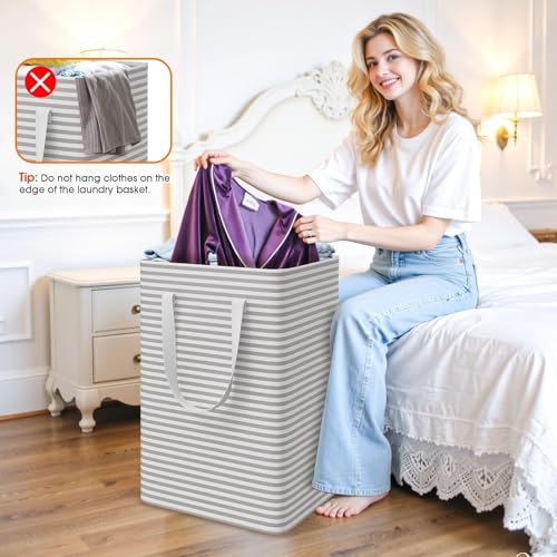 3-Pack 75L Laundry Basket, Collapsible Laundry Hampers, Gray - $11.69 after coupon - image 4