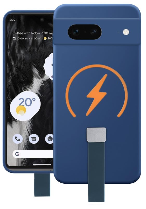 Image of Mr. Case Back Cover for Google Pixel 7 Compact and Stylish Silicon Finish Hard Back | Integrated Grip Strap | Wireless Charging Support - Blue