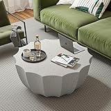 35' Round Coffee Table Modern Stylish Design Waterproof & Moisture-Proof No Assembly Required Coffee Table for Indoor & Outdoor - US Warehouse (White)