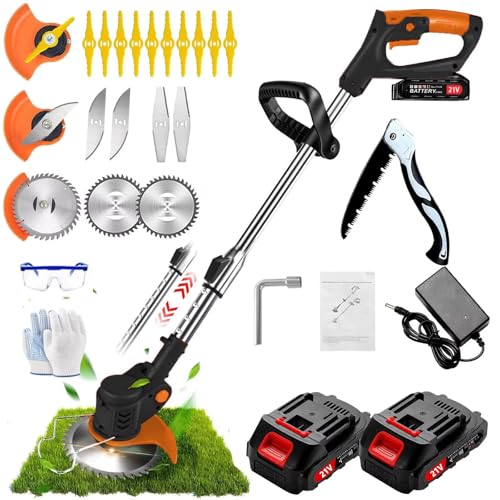 Desbrozadora Electrica con 2 baterías 21V 2000 mAh y Cargador Europeo