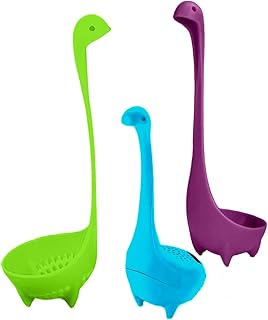 Dinosaur Soup Ladle Pack of 3, Funny Kitchen Gadgets, Nessie Soup Ladle, Spoons, Strainers and Tea Infuser, Cute Water Mon...