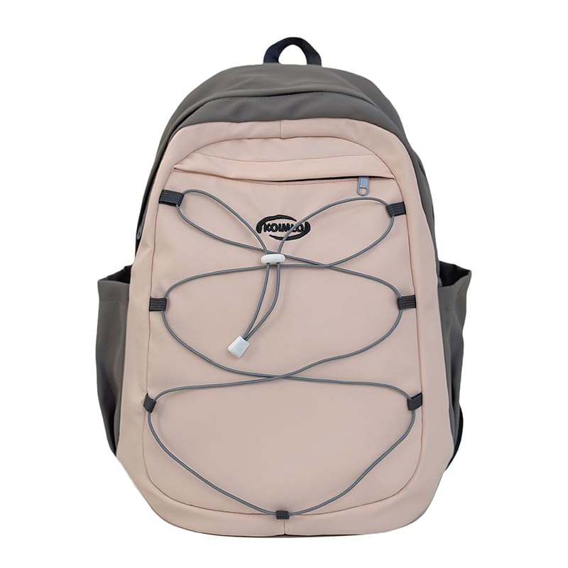 Trendy Casual Backpack for Everyday Use – Large Capacity Nylon Travel Daypack with Ergonomic Shoulder Straps, Water-Resistant and Lightweight Design(Pink)