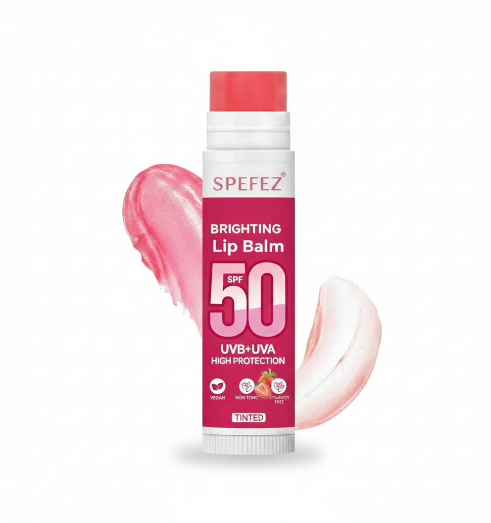 Lip Balm Spf 50 PA++++& Vitamin C + E | For Dark Lips Tinted Ceramide Lip Balm- Kojic Acid & Niacinamide | For Lip Lightening & Protection | For men and women | 5gm (Strawberry & Watermelon)-picture-49