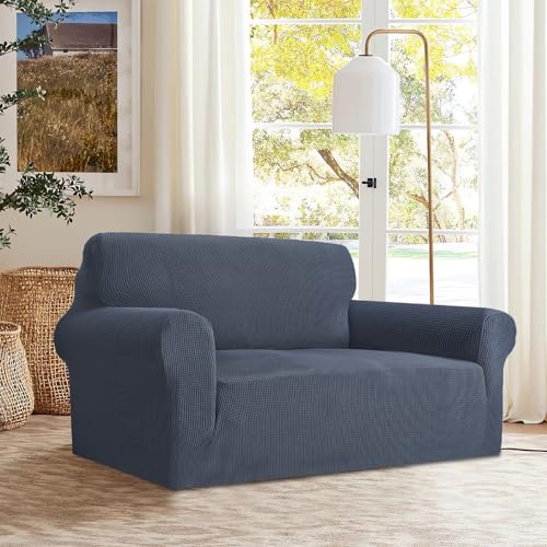 GRIFEMA High Stretch Sofabezug 2 Sitzer Sofaüberwurf Jacquard Elastische Sofahusse für Wohnzimmer Protector für Hunde Haustiere, Grau