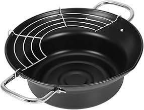 Panela Fritadeira, Tempura Japonesa Pequena Fritadeira Fritadeira De Ferro, Mini Fritadeira Tempura Panela De Ferro Cozinha Frigideira Funda Com Escorredor De óleo Rack R Para Frango Batatas Fritas Pe