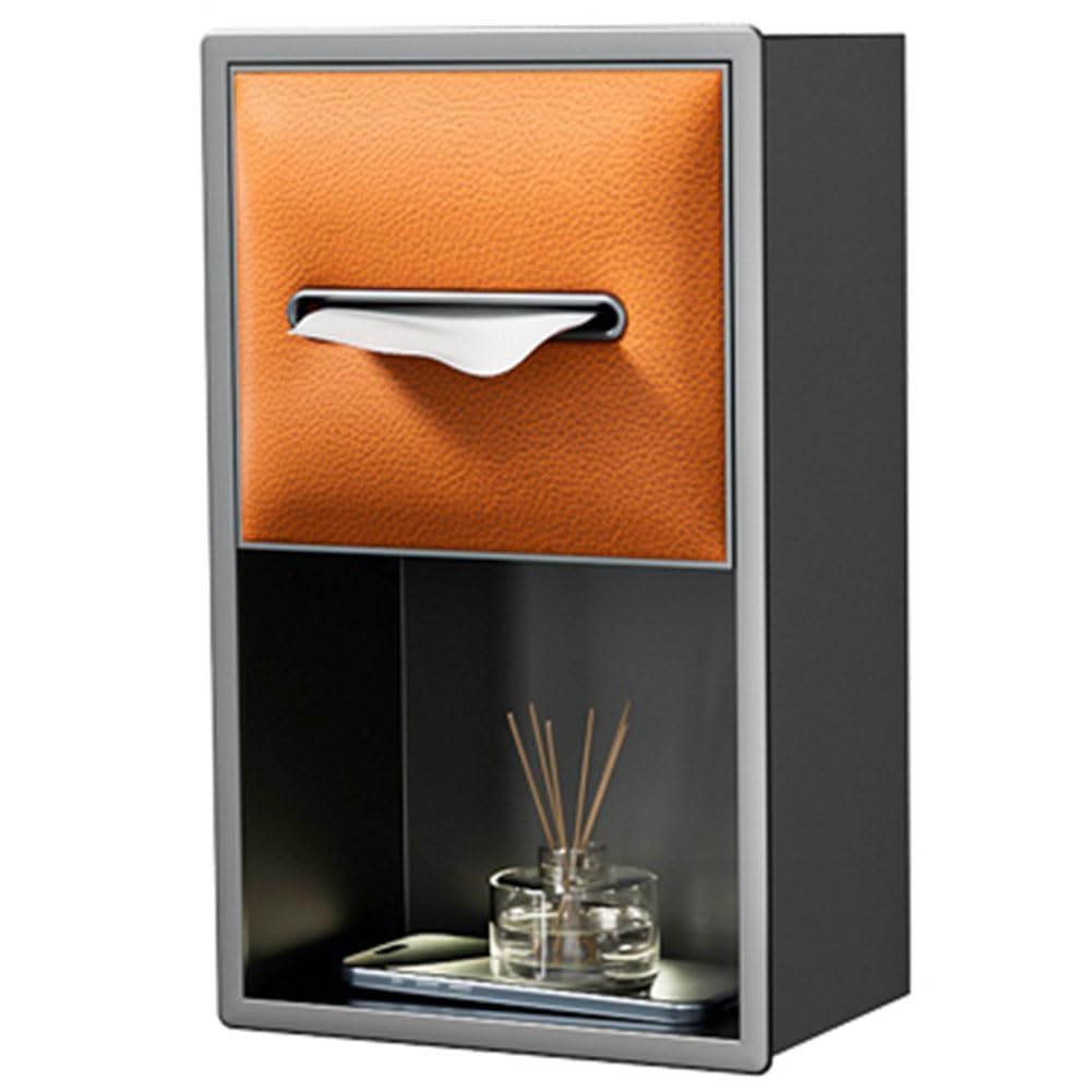 Nowoczesna półka prysznicowa ze stali nierdzewnej – wodoodporny organizer na chusteczki szary i pomarańczowy 20 x 33 x 12 cm stylowe rozwiązanie do przechowywania w łazience zajmuje mało miejsca.