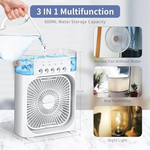 Image of Mini Air Cooler Fan Portable High-Speed Water Cooler for Home & Living Room Powerful Cooling Compact AC Fan for Small & Large Spaces (Multicolour)