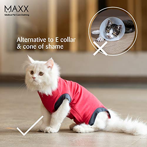 MAXX Cat Medical Pet Clothing, E Collar Alternative, Recovery Suit for Cats, Post-Operative