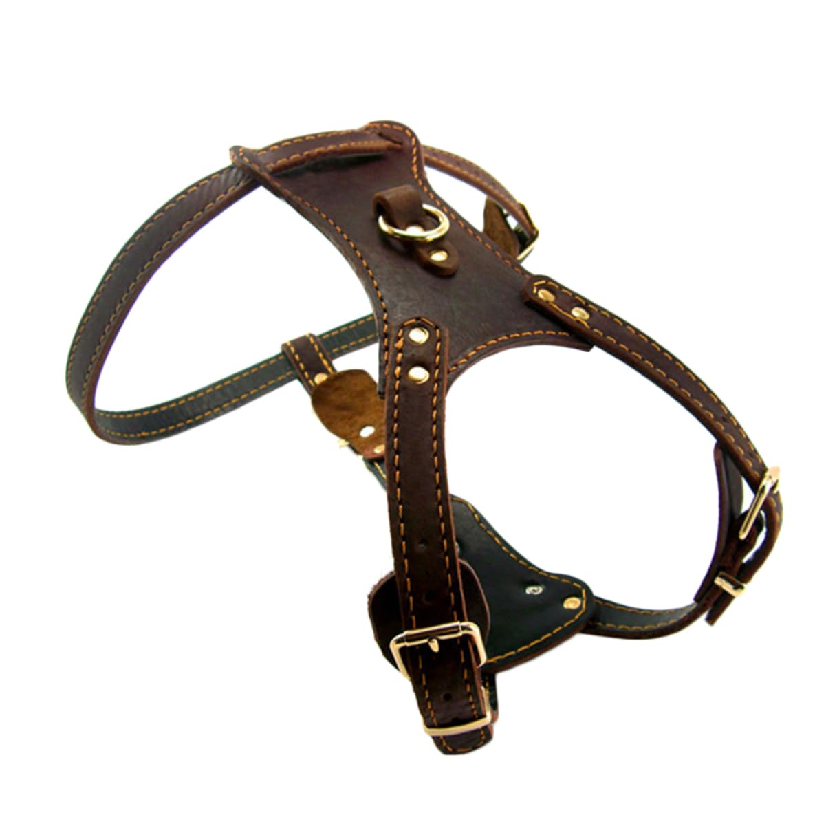Pettorina per Cani in Pelle Bovina, Fascia Toracica Ampia, 85-90cm