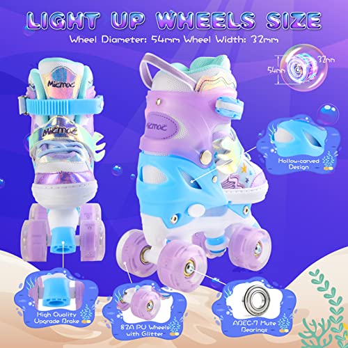 Mermaid Kids Roller Skates Adjustable Roller Skates With Light Up Wheels For Kids, Beginner, Girls, Boys Outdoor Roller Skating For Toddlers, Skating Shoes For Ages 3-12 #TOP4