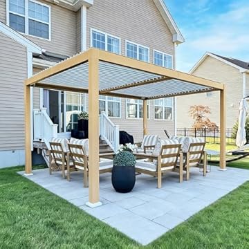 wood grain aluminum pergola