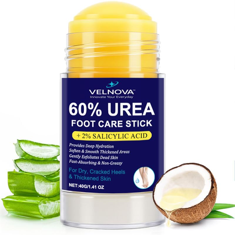 60% Urea Foot Care Stick with 2% Salicylic Acid – Maximum Strength Callus Remover & Foot Cream for Dry Cracked Heels – Exfoliating Moisturizer, Non-Greasy – 1.41 oz
