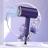 YIJU 【2023年秋新登場・紫】ドライヤー 大風量 ヘアドライヤー マイナスイオン サラサラ髪へ 速乾 冷熱風切替 52 Degree C恒温 3段階調整 1200W 折り畳み式 静音 軽量 ヘアサロン級 ヘアケア 温度過昇防止 乾ノズル ディフューザー コンパクト 小型 家庭用 旅行 PSE認証済み Purple