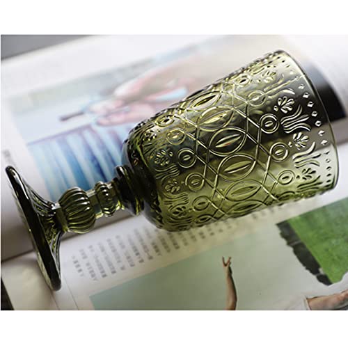 Wine Glasses Set Of 6 Dishwasher Safe 10 Ounces Green Goblet For Holidays Party Wedding Vintage Water Drinking Glasses Goblets Colorful Cloud Design Pressed Pattern #TOP5