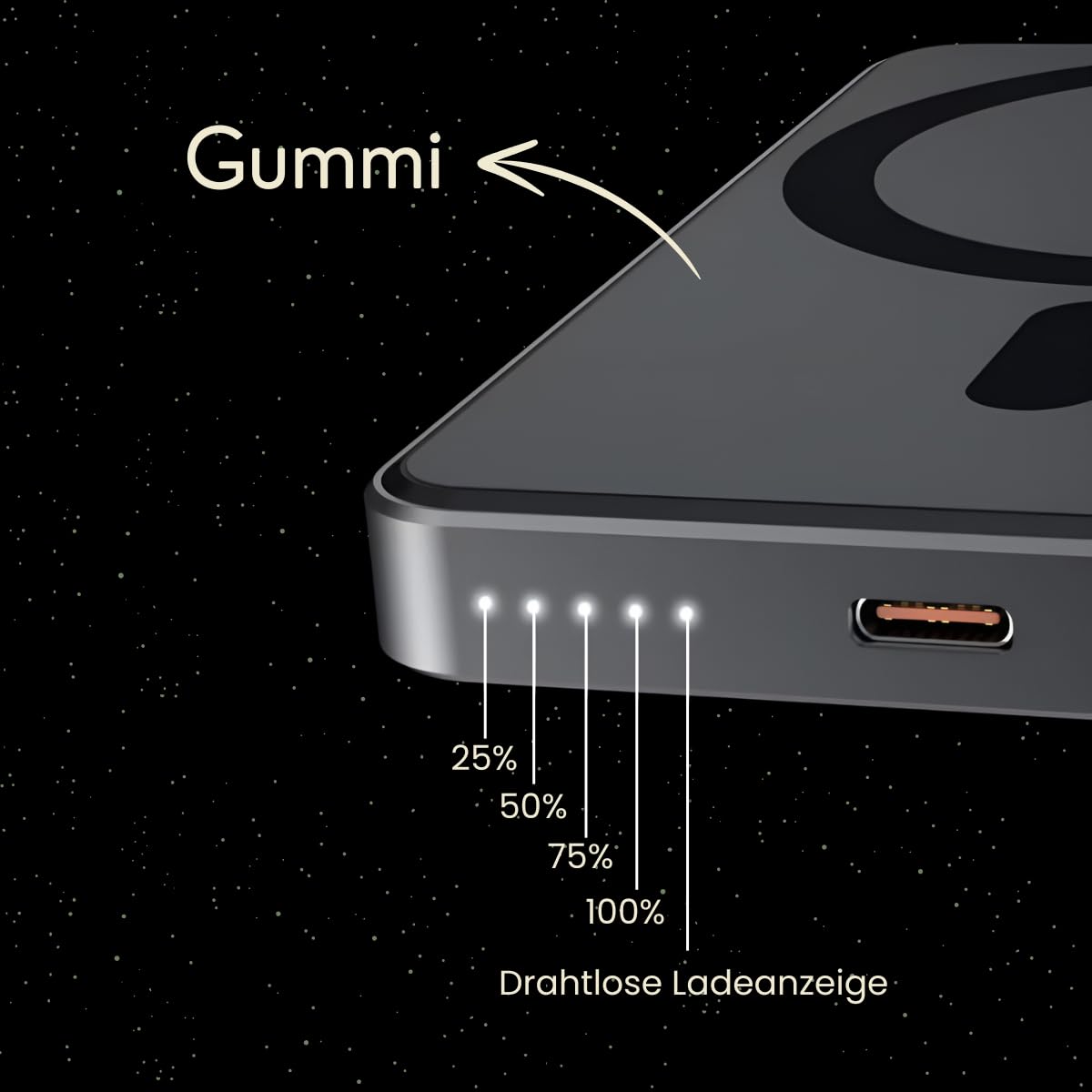 S&T DESIGN Magnetisch Powerbank Kabellos Powerbank Externer Akku PB 10000 mAh, für iPhone Wireless LED Anzeige Schnellladefunktion