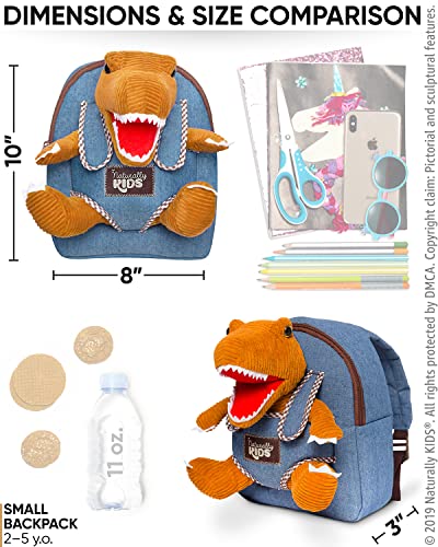 Naturally KIDS Small Dinosaur Backpack Dinosaur Toys for Kids 3-5 - Dinosaur Toys for 3 4 5 6 Year Old Boys Girls Gift - Toddler Backpack for Boys Dinosaurs for Boys Dino Toy - Dinosaur Stuffed Animal - Image 6