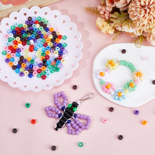 SUNNYCLUE 960 Pcs 6x9mm Pony Beads Bulk Plastic Opaque & Transparent Colored Pony Beads for Jewellery Making Kits Braid - Image 4