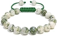 Vista 175 de Adjustable Crystal Bracelet – Gemstone Bead Bracelet with Adjustable Macrame String – Chic Gemstone Bracelet for Men and Women – 8mm Round Healing