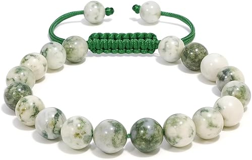 Vista 175 de Adjustable Crystal Bracelet – Gemstone Bead Bracelet with Adjustable Macrame String – Chic Gemstone Bracelet for Men and Women – 8mm Round Healing