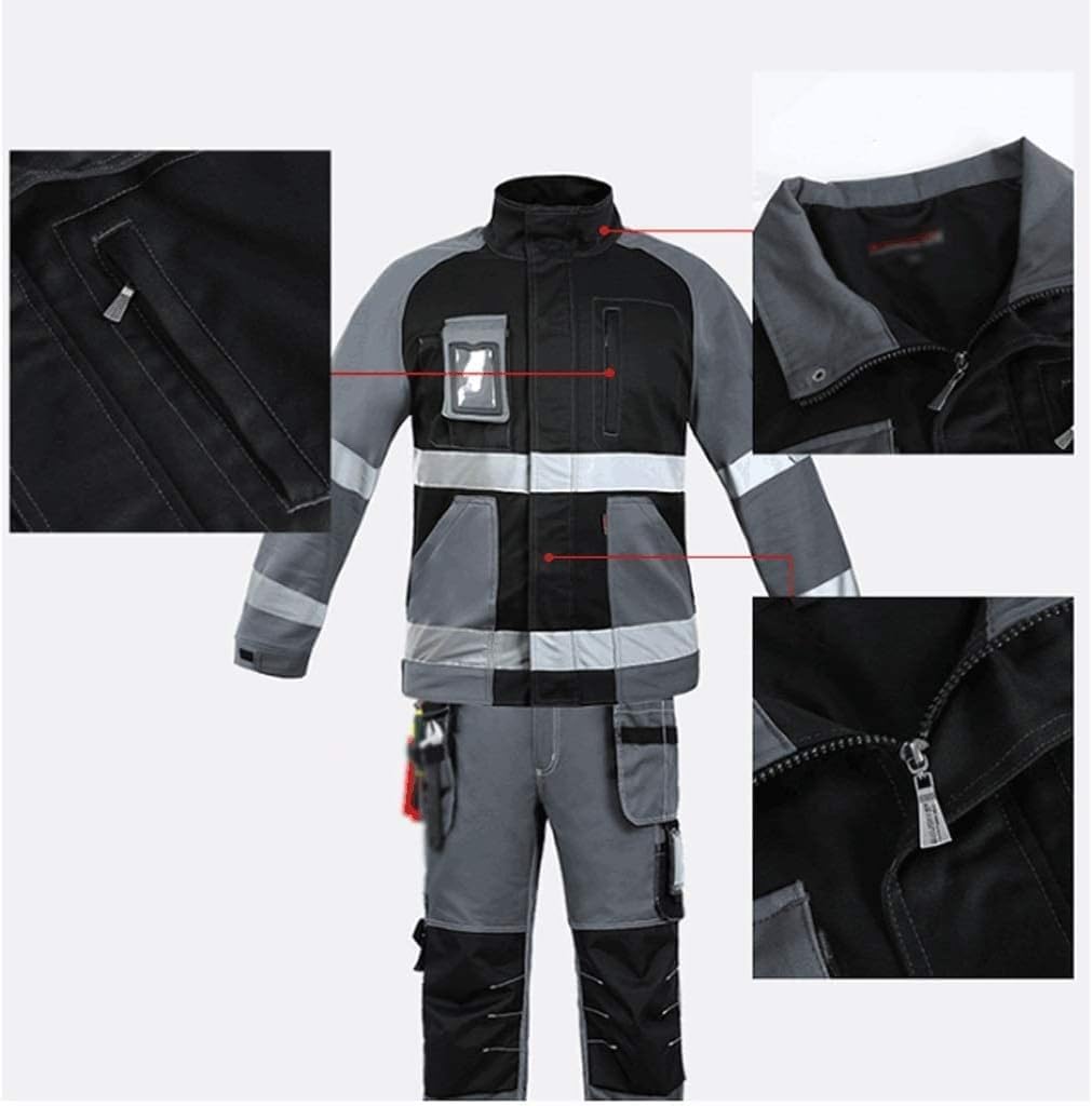 Warnweste Modische reflektierende Jacke, 360° hohe Sichtbarkeit, Baumwolle, reflektierend, gestreift, reflektierende Weste, tragbar, atmungsaktiv, reflektierender Anzug Atmungsaktiv