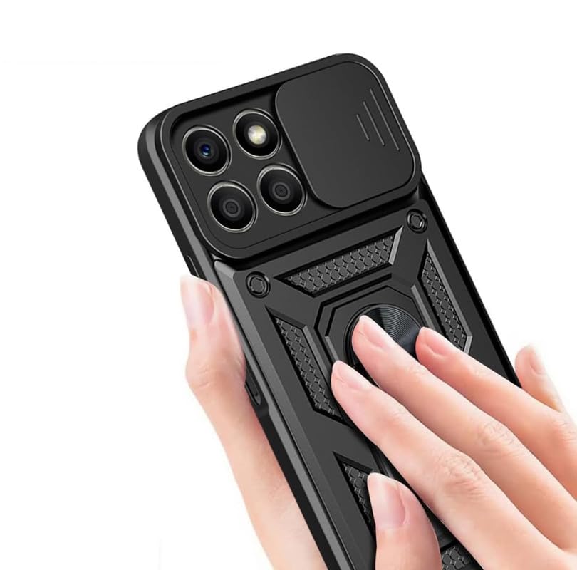 SmartLike Robot Ring Thunder Case, Shockproof Hybrid Kickstand Back Case Defender Cover for Honor X8 5G /Honor X6 / 70 Lite 5G - Black (Sliding Camera Window) (B0CQXSB2H1) Amazon Price History, Amazon Price Tracker