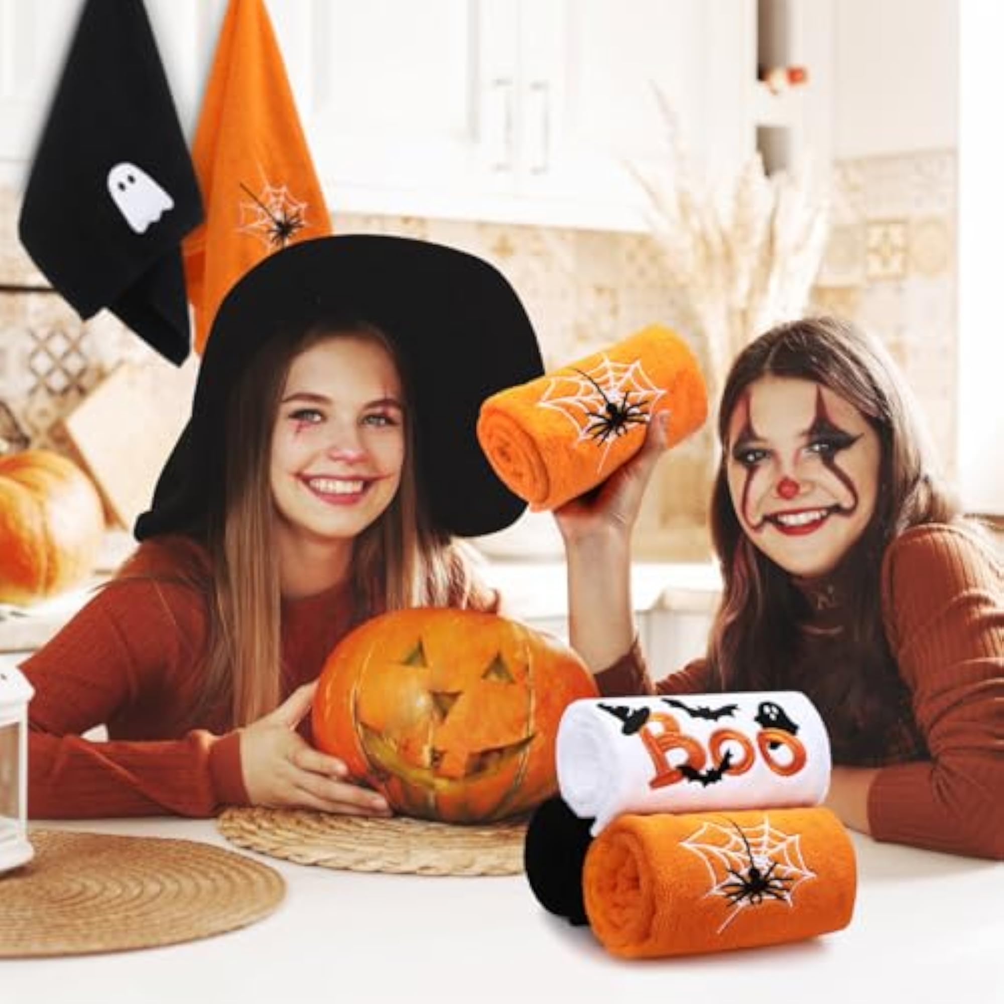 3 Pcs Halloween Fall Christmas Bath Hand Towels, Decorative